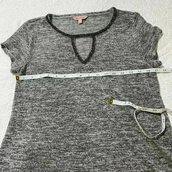 Juicy‎ Couture Gray Burnout Beaded Top Small - Picture 3 of 6